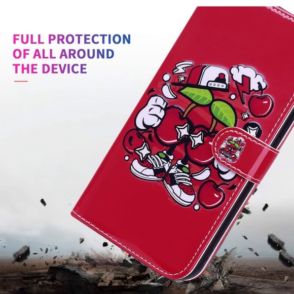 New Apple Cartoon Style Flip Wallet Case with 3 Card Slots IPhone 14 Pro - Picture 2 of 6